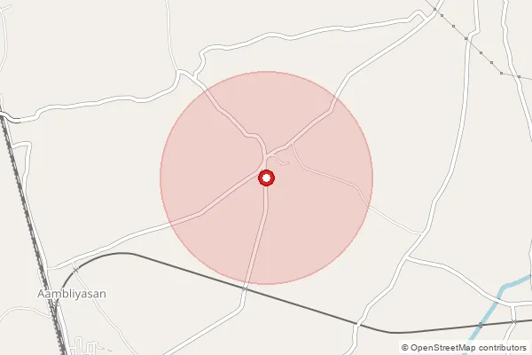 Map showing approximate area covered by Pincode 384455 — Bhasaria Bo, Mahesana