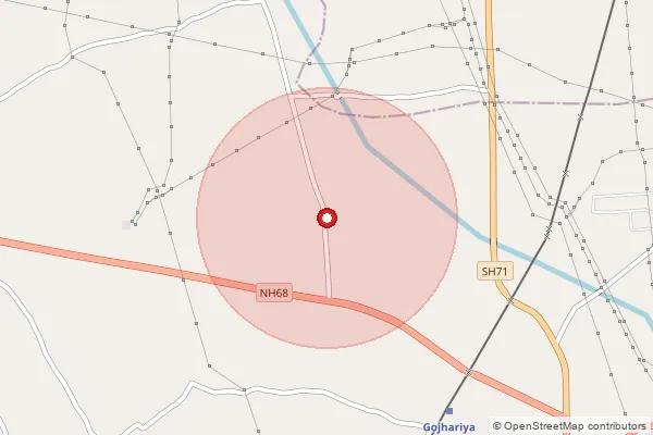 Map showing approximate area covered by Pincode 384470 — Gozaria So, Mahesana