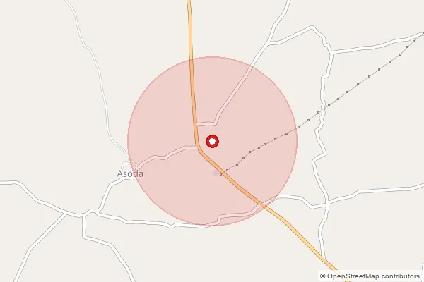 Map showing approximate area covered by Pincode 384530 — Vadasan Bo, Mahesana