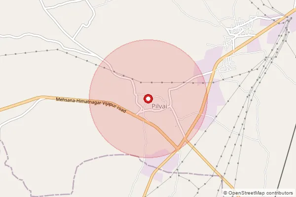 Map showing approximate area covered by Pincode 384550 — Khanusa Bo, Mahesana