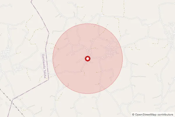 Map showing approximate area covered by Pincode 385010 — Bhatamalmoti Bo, Banas Kantha