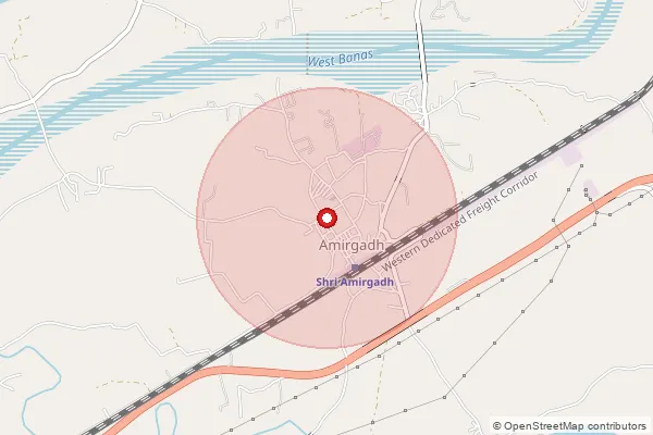 Map showing approximate area covered by Pincode 385130 — Shri Amirgadh So, Banas Kantha