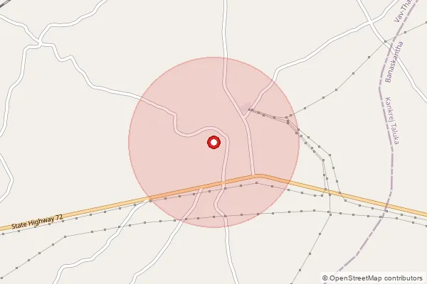 Map showing approximate area covered by Pincode 385330 — Jasali Bo, Banas Kantha