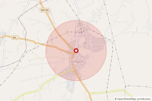 Map showing approximate area covered by Pincode 385410 — Badargadh Bo, Banas Kantha