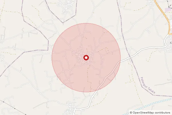 Map showing approximate area covered by Pincode 385520 — Changwada Bo, Banas Kantha