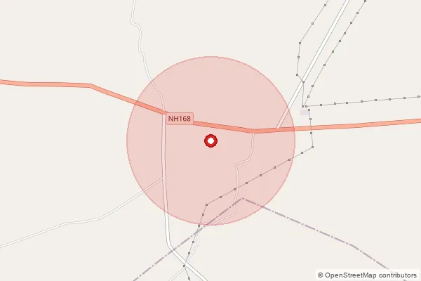 Map showing approximate area covered by Pincode 385545 — Dhaniawada Bo, Banas Kantha