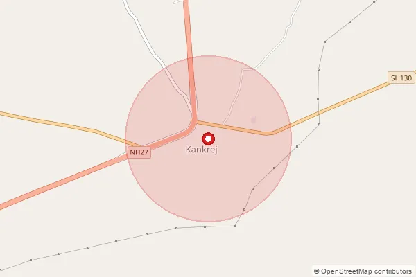 Map showing approximate area covered by Pincode 385550 — Dungrasan Bo, Banas Kantha