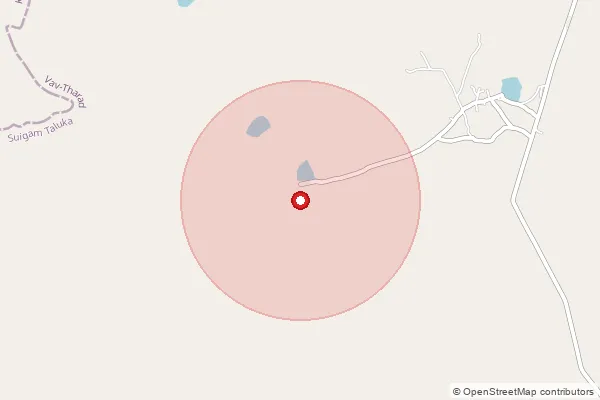 Map showing approximate area covered by Pincode 385570 — Bharadva Bo, Banas Kantha