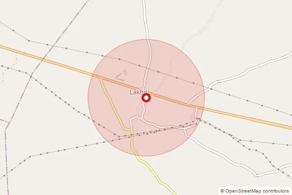 Map showing approximate area covered by Pincode 385581 — Lakhani S.O, Banas Kantha