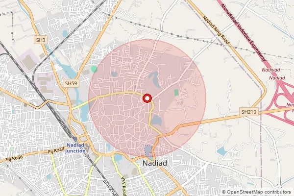 Map showing approximate area covered by Pincode 387003 — Petlad Road So, Kheda