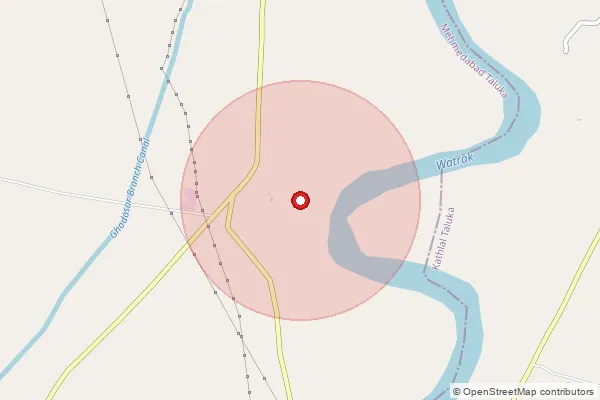 Map showing approximate area covered by Pincode 387105 — Haldharvas S.O, Kheda