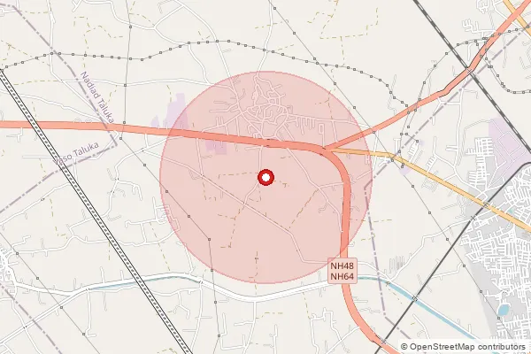 Map showing approximate area covered by Pincode 387115 — Chalali Bo, Kheda