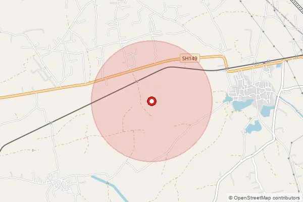 Map showing approximate area covered by Pincode 387230 — Pij So, Kheda