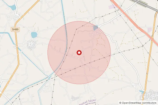 Map showing approximate area covered by Pincode 387345 — Rajnagar Bo, Kheda