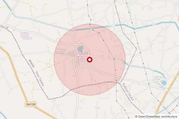 Map showing approximate area covered by Pincode 387355 — Piplata Bo, Kheda