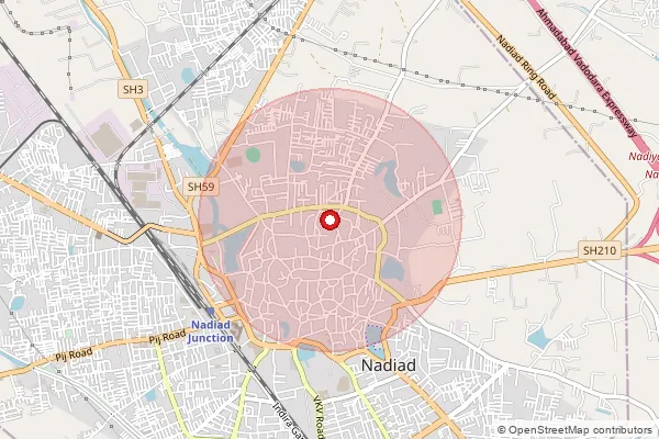Map showing approximate area covered by Pincode 387360 — Hathaj Bo, Kheda