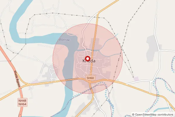 Map showing approximate area covered by Pincode 387430 — Bharkunda Bo, Kheda