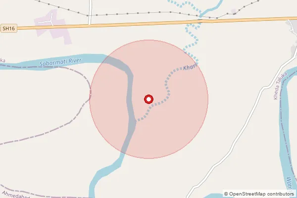 Map showing approximate area covered by Pincode 387560 — Chandana Bo, Kheda