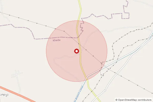 Map showing approximate area covered by Pincode 387635 — Badarpur Bo, Kheda