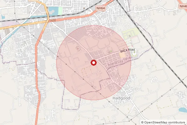 Map showing approximate area covered by Pincode 388110 — Anand Agri Inst  Anand So, Anand