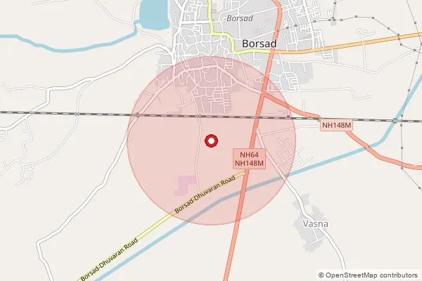 Map showing approximate area covered by Pincode 388140 — Chuva Bo, Anand