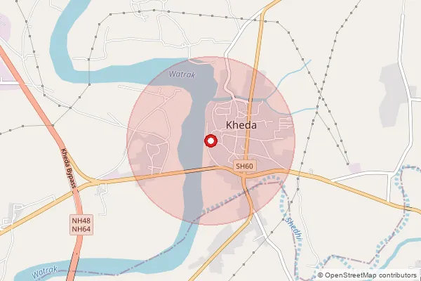 Map showing approximate area covered by Pincode 388255 — Bhanthala Bo, Mahisagar