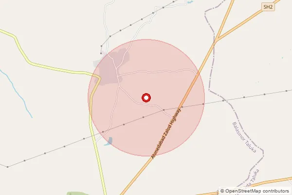 Map showing approximate area covered by Pincode 388265 — Dev Bo, Mahisagar