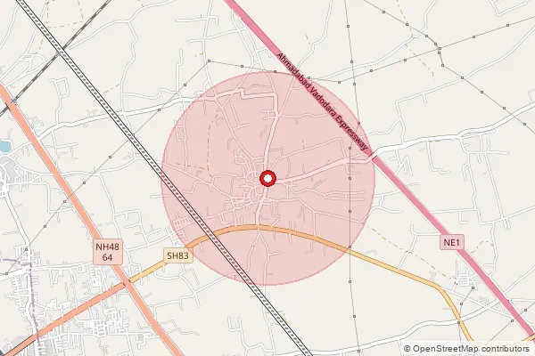 Map showing approximate area covered by Pincode 388320 — Gamdi Bo, Anand