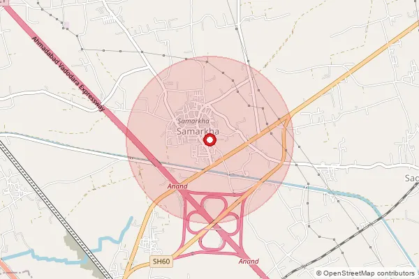 Map showing approximate area covered by Pincode 388360 — Ajupura Bo, Anand