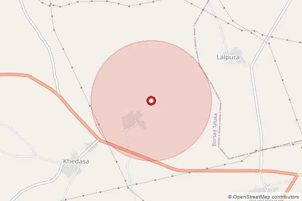 Map showing approximate area covered by Pincode 388530 — Sisva Bo, Anand