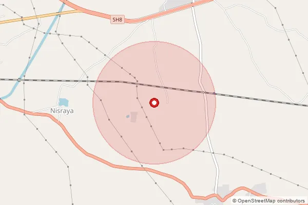 Map showing approximate area covered by Pincode 388543 — Alarsa So, Anand