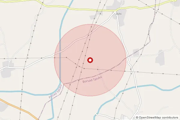 Map showing approximate area covered by Pincode 388545 — Kavitha So, Anand