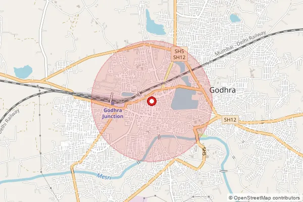 Map showing approximate area covered by Pincode 389001 — Godhra Ho, Panch Mahals