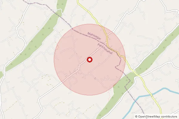 Map showing approximate area covered by Pincode 389110 — Motirelw Bo, Mahisagar