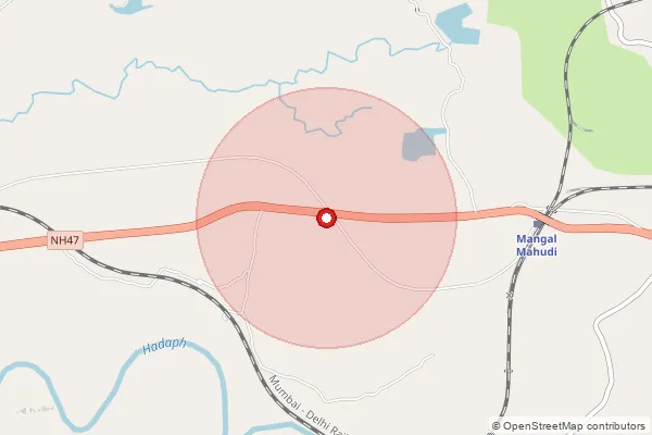 Map showing approximate area covered by Pincode 389140 — Dhadhela Bo, Dohad