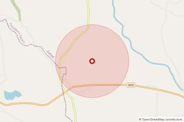 Map showing approximate area covered by Pincode 389190 — Nani Bhugedi Bo, Mahisagar
