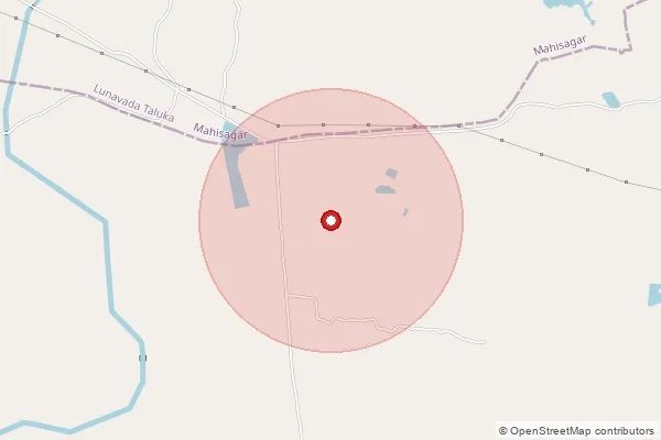 Map showing approximate area covered by Pincode 389210 — Aniyad Bo, Panch Mahals