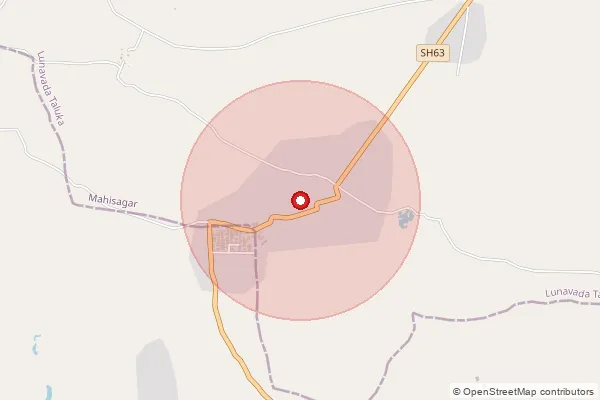 Map showing approximate area covered by Pincode 389220 — Kharol Bo, Mahisagar