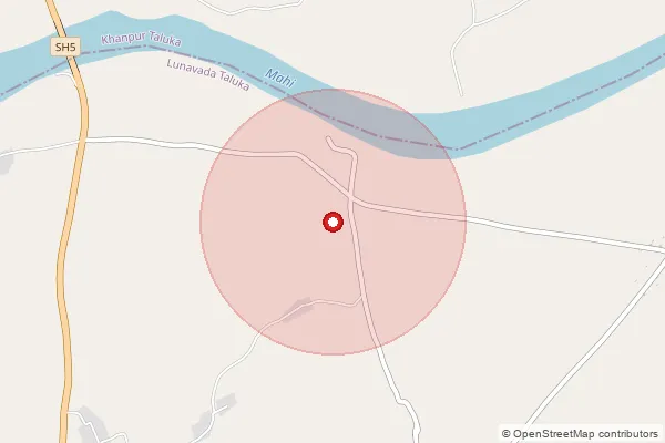 Map showing approximate area covered by Pincode 389330 — Boru Bakorl Bo, Panch Mahals