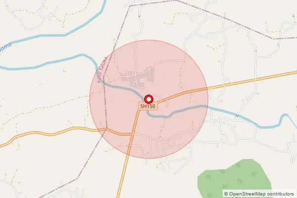 Map showing approximate area covered by Pincode 389365 — Davadra Bo, Panch Mahals