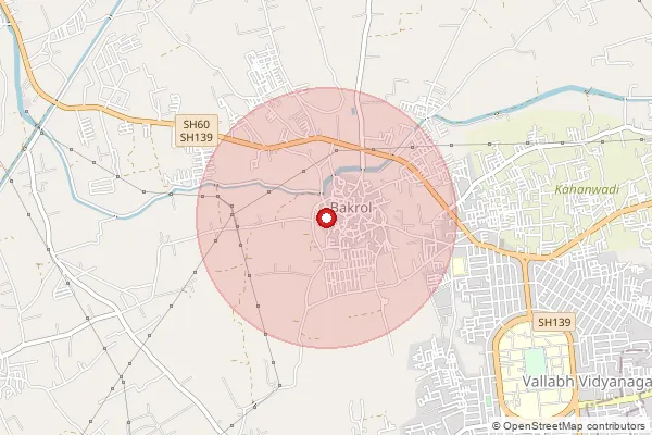 Map showing approximate area covered by Pincode 390019 — Bakrol Bo, Vadodara