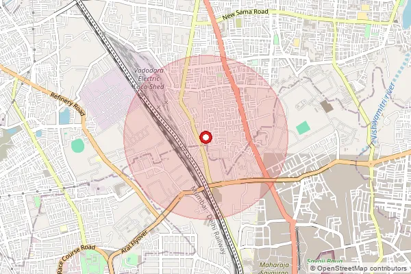 Map showing approximate area covered by Pincode 390020 — Akota So, Vadodara