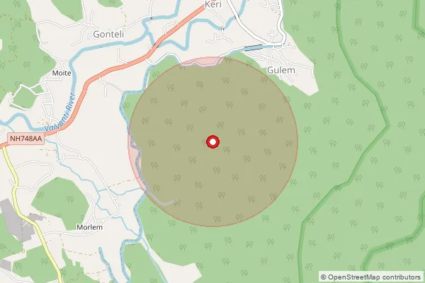 Map showing approximate area covered by Pincode 391170 — Pipaldi Bo, Chhotaudepur