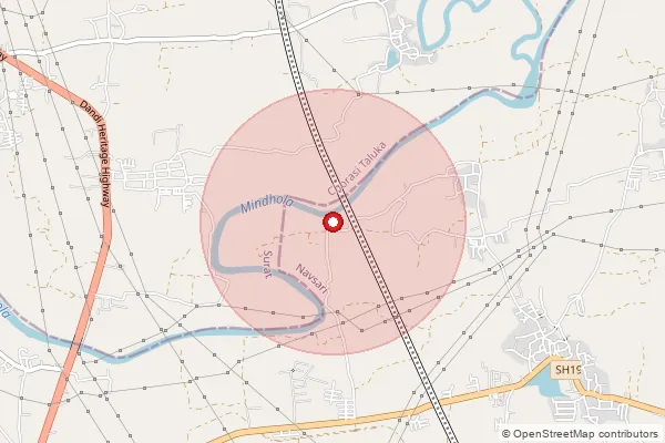 Map showing approximate area covered by Pincode 391244 — Bachar Bo, Vadodara