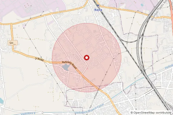 Map showing approximate area covered by Pincode 391345 — Petrochemical  T Ship So, Vadodara
