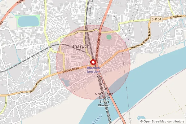 Map showing approximate area covered by Pincode 392001 — Bharuch Ho, Bharuch