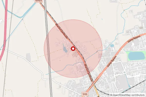 Map showing approximate area covered by Pincode 392015 — Narmada Nagar So Bharuch, Bharuch
