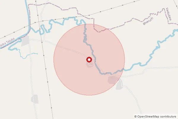 Map showing approximate area covered by Pincode 392035 — Manjola Bo, Bharuch