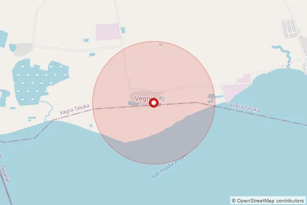 Map showing approximate area covered by Pincode 392130 — Atali Bo, Bharuch