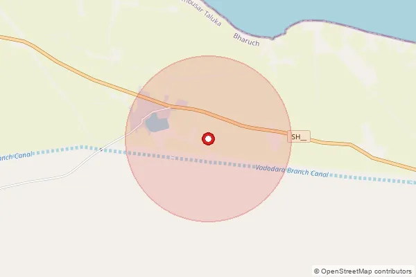 Map showing approximate area covered by Pincode 392170 — Nahar Bo, Bharuch